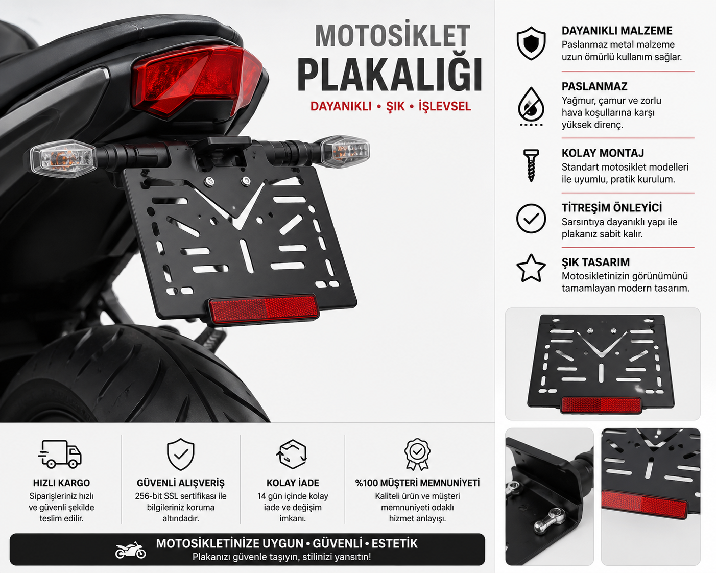 Kişiye Özel Motosiklet Plakalığı - İsim Yazılı Pleksi Plaka Çerçevesi | Tüm Motor Modellerine Uygun